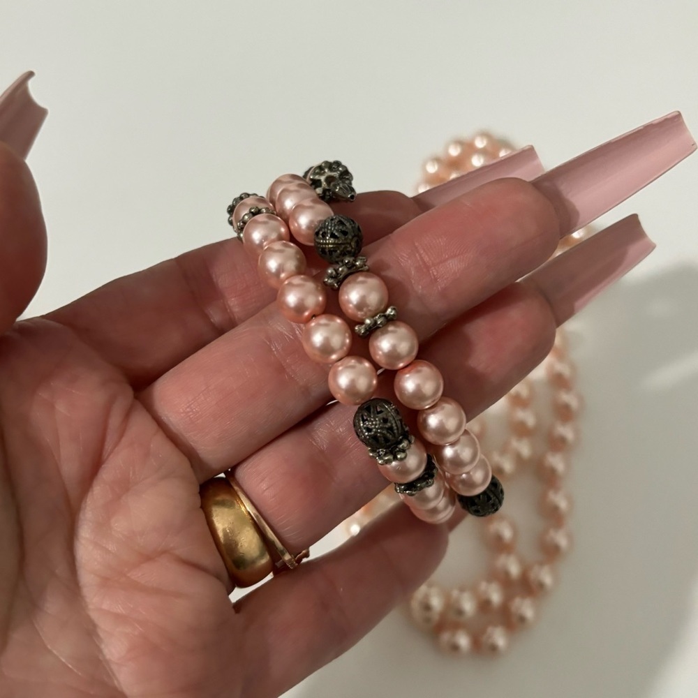 pink faux pearl set
